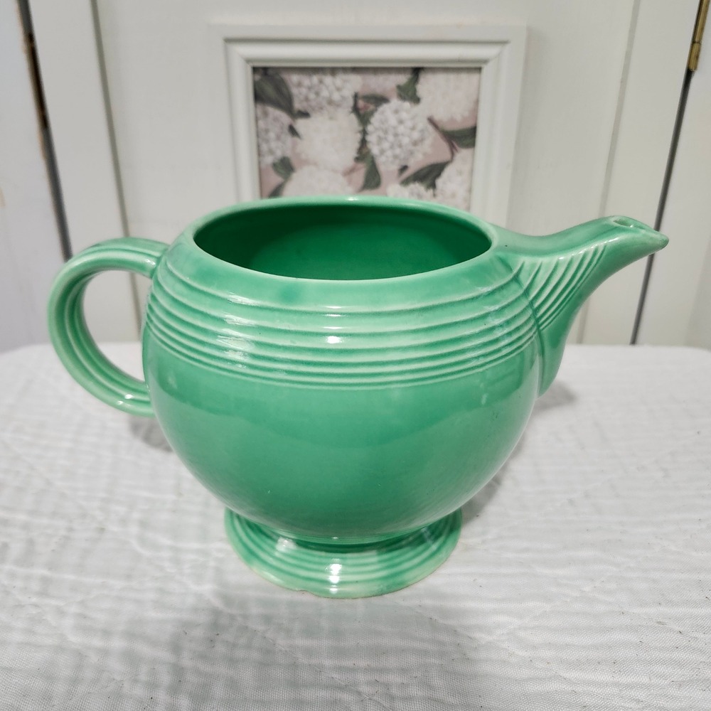 Vintage Homer Laughlin Fiesta Original Green Teapot Art Deco Ceramic Made in USA